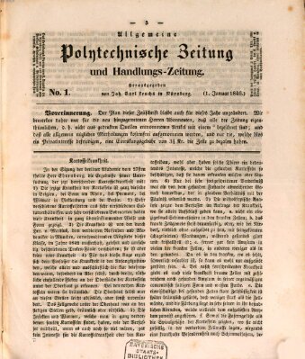 Allgemeine polytechnische Zeitung und Handlungs-Zeitung (Allgemeine Handlungs-Zeitung) Donnerstag 1. Januar 1846