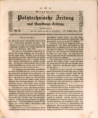 Allgemeine polytechnische Zeitung und Handlungs-Zeitung (Allgemeine Handlungs-Zeitung) Donnerstag 15. Januar 1846
