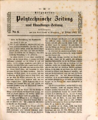 Allgemeine polytechnische Zeitung und Handlungs-Zeitung (Allgemeine Handlungs-Zeitung) Donnerstag 5. Februar 1846