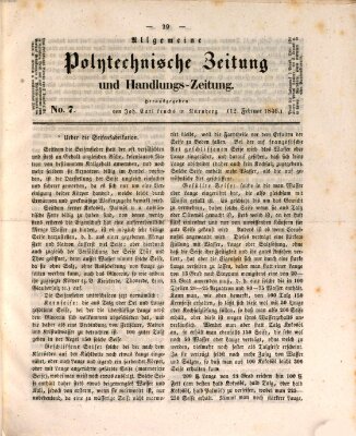 Allgemeine polytechnische Zeitung und Handlungs-Zeitung (Allgemeine Handlungs-Zeitung) Donnerstag 12. Februar 1846