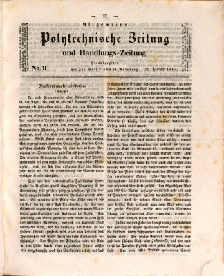 Allgemeine polytechnische Zeitung und Handlungs-Zeitung (Allgemeine Handlungs-Zeitung) Donnerstag 26. Februar 1846