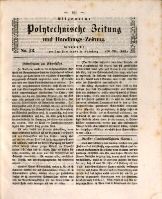 Allgemeine polytechnische Zeitung und Handlungs-Zeitung (Allgemeine Handlungs-Zeitung) Donnerstag 26. März 1846