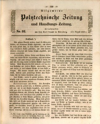 Allgemeine polytechnische Zeitung und Handlungs-Zeitung (Allgemeine Handlungs-Zeitung) Donnerstag 12. August 1847