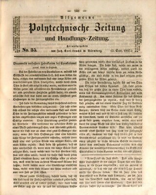 Allgemeine polytechnische Zeitung und Handlungs-Zeitung (Allgemeine Handlungs-Zeitung) Freitag 3. September 1847