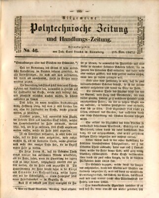 Allgemeine polytechnische Zeitung und Handlungs-Zeitung (Allgemeine Handlungs-Zeitung) Donnerstag 18. November 1847