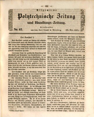 Allgemeine polytechnische Zeitung und Handlungs-Zeitung (Allgemeine Handlungs-Zeitung) Donnerstag 25. November 1847