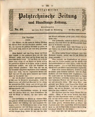 Allgemeine polytechnische Zeitung und Handlungs-Zeitung (Allgemeine Handlungs-Zeitung) Donnerstag 2. Dezember 1847