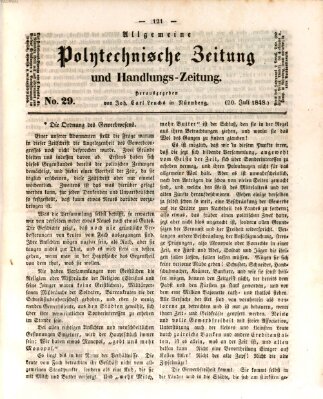 Allgemeine polytechnische Zeitung und Handlungs-Zeitung (Allgemeine Handlungs-Zeitung) Donnerstag 20. Juli 1848