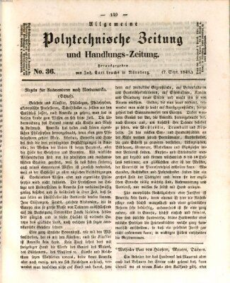 Allgemeine polytechnische Zeitung und Handlungs-Zeitung (Allgemeine Handlungs-Zeitung) Donnerstag 7. September 1848