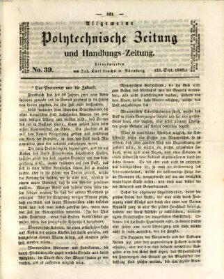 Allgemeine polytechnische Zeitung und Handlungs-Zeitung (Allgemeine Handlungs-Zeitung) Donnerstag 28. September 1848