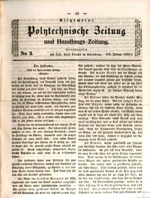 Allgemeine polytechnische Zeitung und Handlungs-Zeitung (Allgemeine Handlungs-Zeitung) Donnerstag 18. Januar 1849