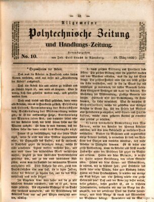 Allgemeine polytechnische Zeitung und Handlungs-Zeitung (Allgemeine Handlungs-Zeitung) Donnerstag 8. März 1849