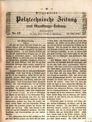 Allgemeine polytechnische Zeitung und Handlungs-Zeitung (Allgemeine Handlungs-Zeitung) Donnerstag 26. April 1849