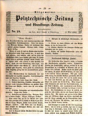 Allgemeine polytechnische Zeitung und Handlungs-Zeitung (Allgemeine Handlungs-Zeitung) Donnerstag 3. Mai 1849