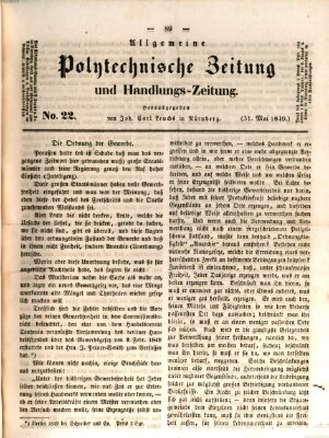 Allgemeine polytechnische Zeitung und Handlungs-Zeitung (Allgemeine Handlungs-Zeitung) Donnerstag 31. Mai 1849