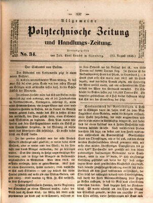 Allgemeine polytechnische Zeitung und Handlungs-Zeitung (Allgemeine Handlungs-Zeitung) Donnerstag 23. August 1849