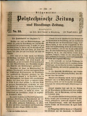 Allgemeine polytechnische Zeitung und Handlungs-Zeitung (Allgemeine Handlungs-Zeitung) Donnerstag 30. August 1849