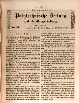 Allgemeine polytechnische Zeitung und Handlungs-Zeitung (Allgemeine Handlungs-Zeitung) Donnerstag 6. September 1849