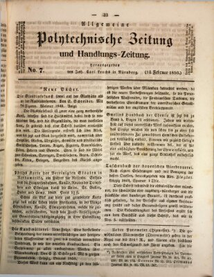 Allgemeine polytechnische Zeitung und Handlungs-Zeitung (Allgemeine Handlungs-Zeitung) Donnerstag 14. Februar 1850