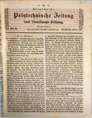 Allgemeine polytechnische Zeitung und Handlungs-Zeitung (Allgemeine Handlungs-Zeitung) Donnerstag 28. Februar 1850