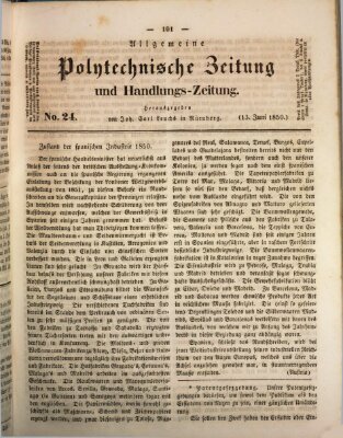 Allgemeine polytechnische Zeitung und Handlungs-Zeitung (Allgemeine Handlungs-Zeitung) Donnerstag 13. Juni 1850