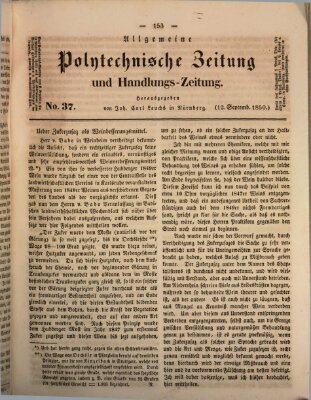 Allgemeine polytechnische Zeitung und Handlungs-Zeitung (Allgemeine Handlungs-Zeitung) Donnerstag 12. September 1850