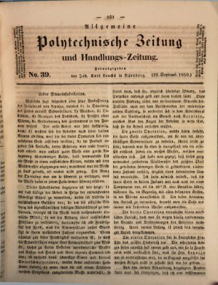 Allgemeine polytechnische Zeitung und Handlungs-Zeitung (Allgemeine Handlungs-Zeitung) Donnerstag 26. September 1850