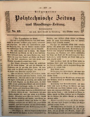 Allgemeine polytechnische Zeitung und Handlungs-Zeitung (Allgemeine Handlungs-Zeitung) Donnerstag 24. Oktober 1850