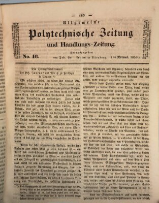 Allgemeine polytechnische Zeitung und Handlungs-Zeitung (Allgemeine Handlungs-Zeitung) Donnerstag 14. November 1850