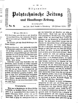 Allgemeine polytechnische Zeitung und Handlungs-Zeitung (Allgemeine Handlungs-Zeitung) Donnerstag 20. Februar 1851