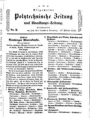 Allgemeine polytechnische Zeitung und Handlungs-Zeitung (Allgemeine Handlungs-Zeitung) Donnerstag 27. Februar 1851