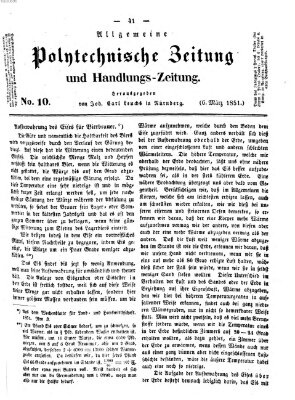 Allgemeine polytechnische Zeitung und Handlungs-Zeitung (Allgemeine Handlungs-Zeitung) Donnerstag 6. März 1851