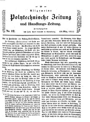 Allgemeine polytechnische Zeitung und Handlungs-Zeitung (Allgemeine Handlungs-Zeitung) Donnerstag 20. März 1851