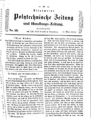 Allgemeine polytechnische Zeitung und Handlungs-Zeitung (Allgemeine Handlungs-Zeitung) Donnerstag 8. Mai 1851