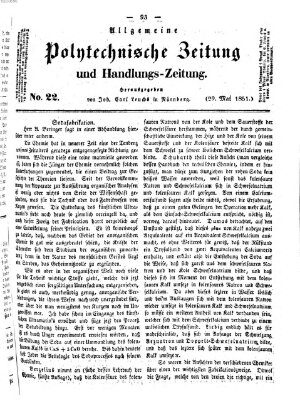 Allgemeine polytechnische Zeitung und Handlungs-Zeitung (Allgemeine Handlungs-Zeitung) Donnerstag 29. Mai 1851