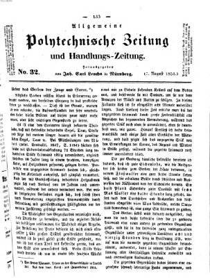 Allgemeine polytechnische Zeitung und Handlungs-Zeitung (Allgemeine Handlungs-Zeitung) Donnerstag 7. August 1851