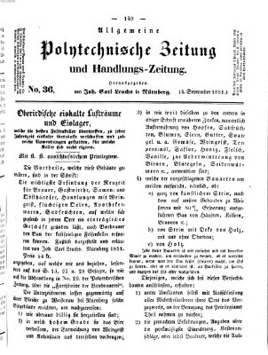 Allgemeine polytechnische Zeitung und Handlungs-Zeitung (Allgemeine Handlungs-Zeitung) Donnerstag 4. September 1851