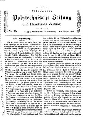 Allgemeine polytechnische Zeitung und Handlungs-Zeitung (Allgemeine Handlungs-Zeitung) Donnerstag 18. September 1851