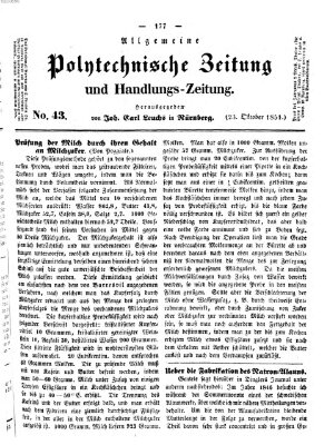 Allgemeine polytechnische Zeitung und Handlungs-Zeitung (Allgemeine Handlungs-Zeitung) Donnerstag 23. Oktober 1851