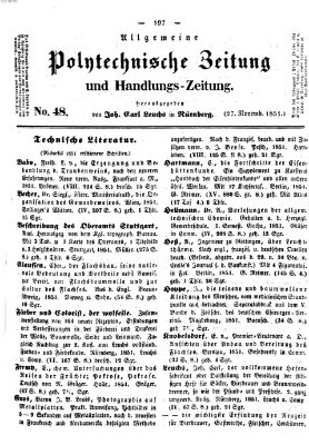 Allgemeine polytechnische Zeitung und Handlungs-Zeitung (Allgemeine Handlungs-Zeitung) Donnerstag 27. November 1851