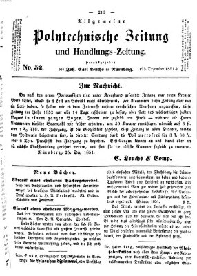 Allgemeine polytechnische Zeitung und Handlungs-Zeitung (Allgemeine Handlungs-Zeitung) Donnerstag 25. Dezember 1851