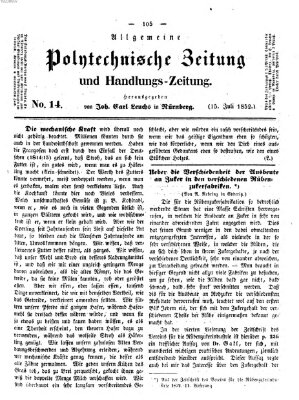 Allgemeine polytechnische Zeitung und Handlungs-Zeitung (Allgemeine Handlungs-Zeitung) Donnerstag 15. Juli 1852