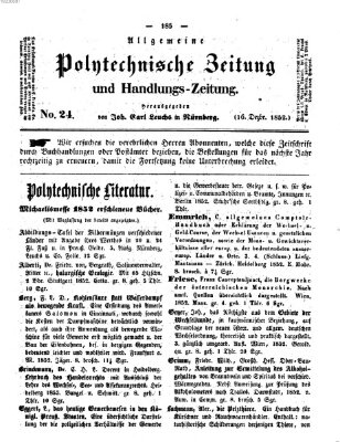 Allgemeine polytechnische Zeitung und Handlungs-Zeitung (Allgemeine Handlungs-Zeitung) Donnerstag 16. Dezember 1852