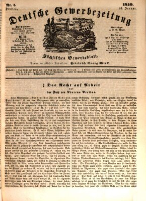 Deutsche Gewerbezeitung und Sächsisches Gewerbe-Blatt Dienstag 16. Januar 1849