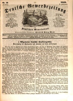 Deutsche Gewerbezeitung und Sächsisches Gewerbe-Blatt Freitag 9. Februar 1849