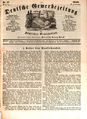 Deutsche Gewerbezeitung und Sächsisches Gewerbe-Blatt Dienstag 27. Februar 1849