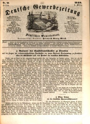 Deutsche Gewerbezeitung und Sächsisches Gewerbe-Blatt Freitag 2. März 1849