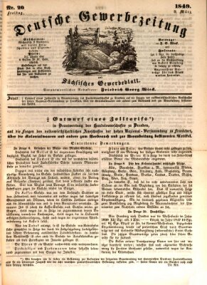 Deutsche Gewerbezeitung und Sächsisches Gewerbe-Blatt Freitag 9. März 1849