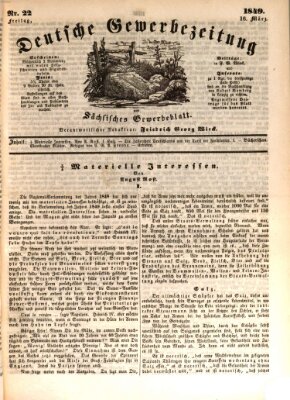 Deutsche Gewerbezeitung und Sächsisches Gewerbe-Blatt Freitag 16. März 1849