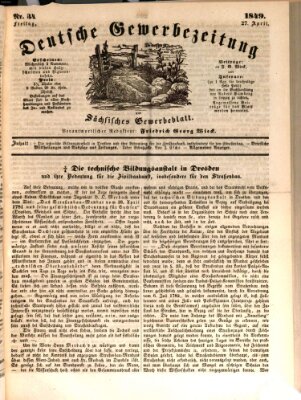 Deutsche Gewerbezeitung und Sächsisches Gewerbe-Blatt Freitag 27. April 1849